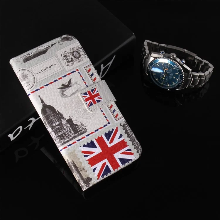 Printing Pattern Leather Wallet Casing for Samsung Galaxy J7 (2018) J737 - London Elements