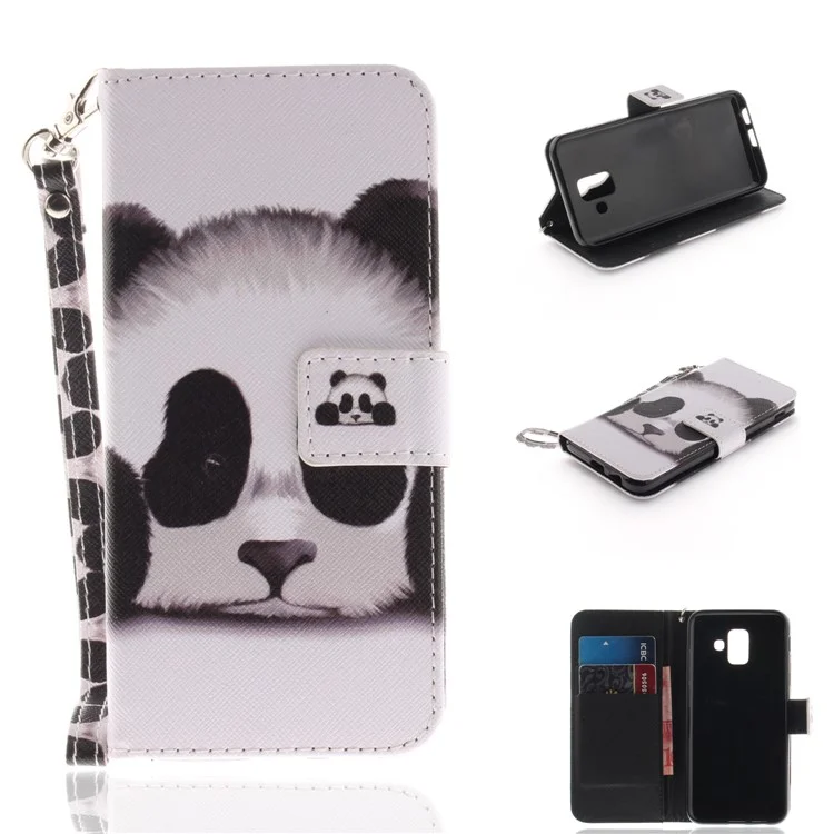 Pattern Printing Wallet Leather Flip Case for Samsung Galaxy A6 (2018) - Panda