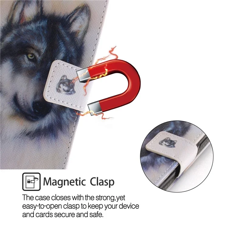 Pattern Printing Wallet Leather Phone Case with Strap for Samsung Galaxy A6+ (2018) / A9 Star Lite  - Wolf