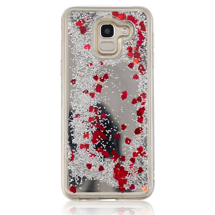 Glitter Floating Quicksand Mirror Surface TPU Mobile Case for Samsung Galaxy J6 (2018) - Silver