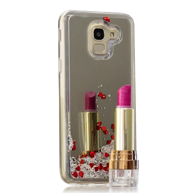 Glitter Floating Quicksand Mirror Surface TPU Mobile Case for Samsung Galaxy J6 (2018) - Silver