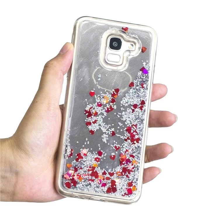 Glitter Floating Quicksand Mirror Surface TPU Mobile Case for Samsung Galaxy J6 (2018) - Silver