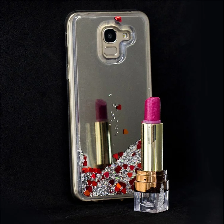 Glitter Floating Quicksand Mirror Surface TPU Mobile Case for Samsung Galaxy J6 (2018) - Silver