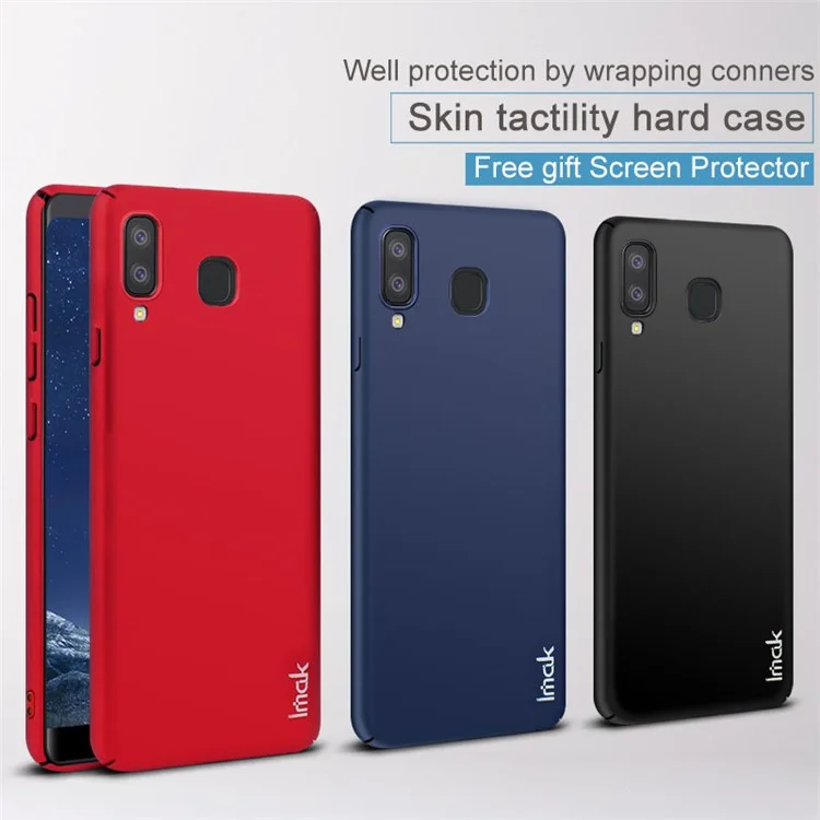 IMAK Jazz Skin Feel PC Case + Screen Protector for Samsung Galaxy A8 Star / A9 Star - Black