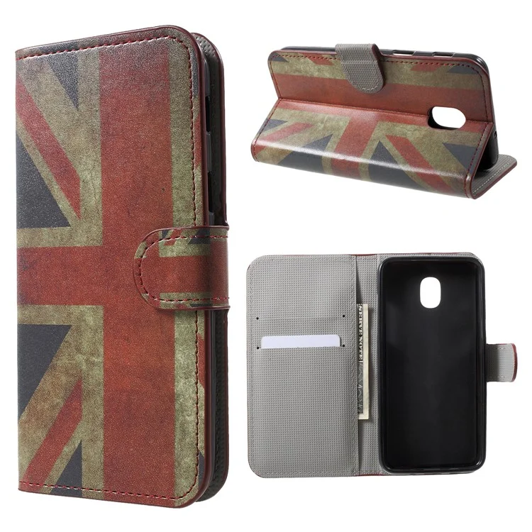 Pattern Printing Wallet Stand Leather Case for Samsung Galaxy J3 (2018) J337 / J3 Star - Retro UK Flag