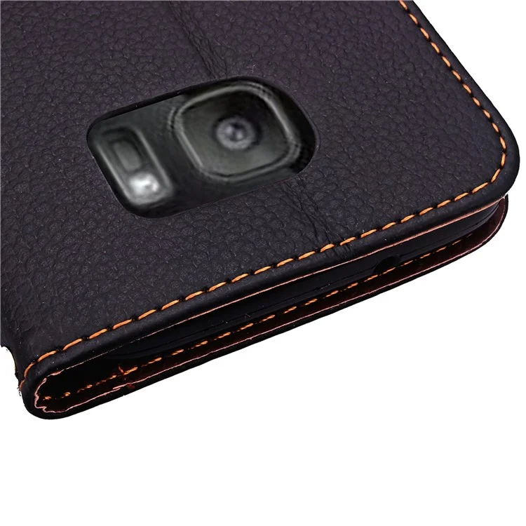 Leaf Flip Wallet Leather Case for Samsung Galaxy S7 edge G935 - Black