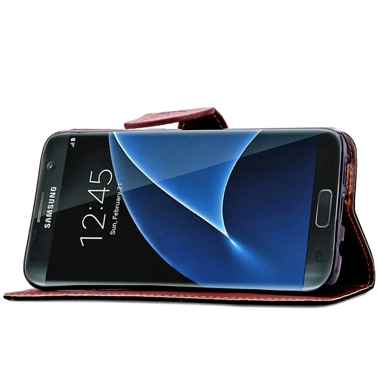 Leaf Flip Wallet Leather Case for Samsung Galaxy S7 edge G935 - Black