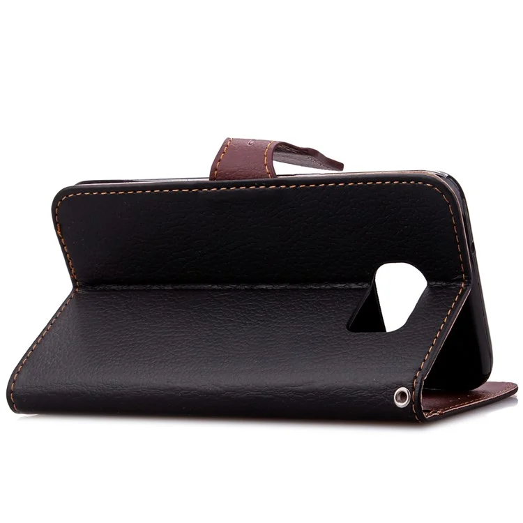 Leaf Flip Wallet Leather Case for Samsung Galaxy S7 edge G935 - Black
