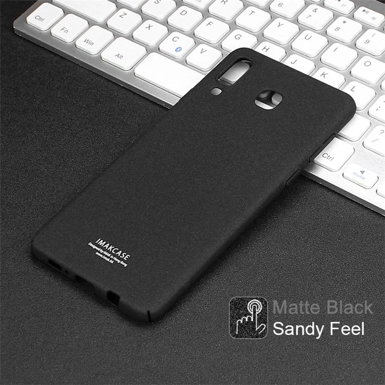 IMAK Cowboy Shell PC Shell with Ring Stand + Screen Film for Samsung Galaxy A8 Star / A9 Star - Black