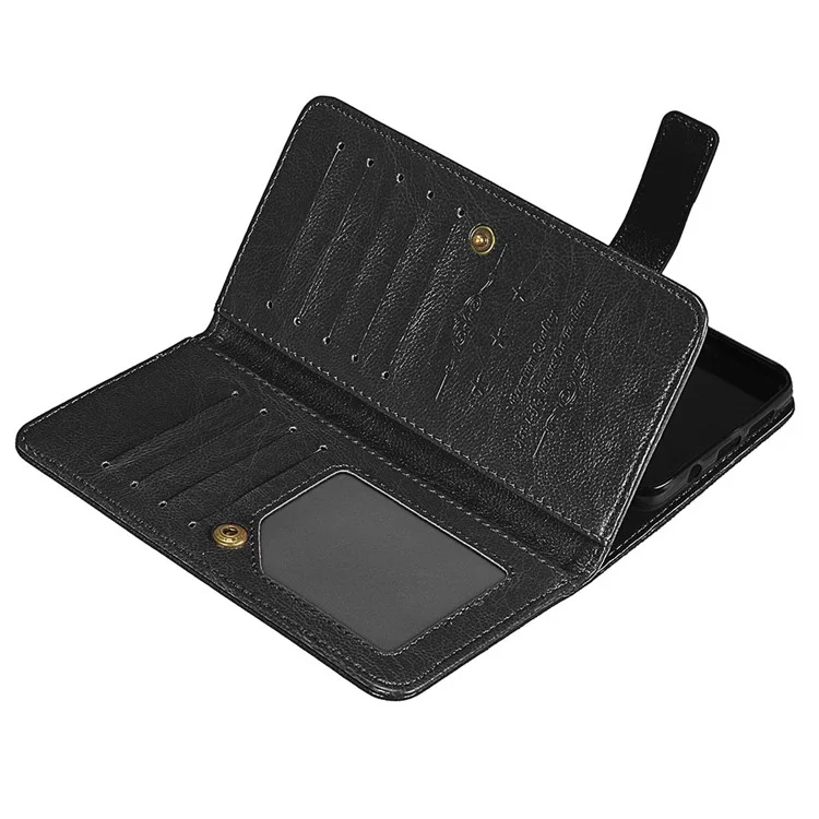 9 Card Slots Leather Wallet Stand Case Cover for Samsung Galaxy S9 G960 - Black