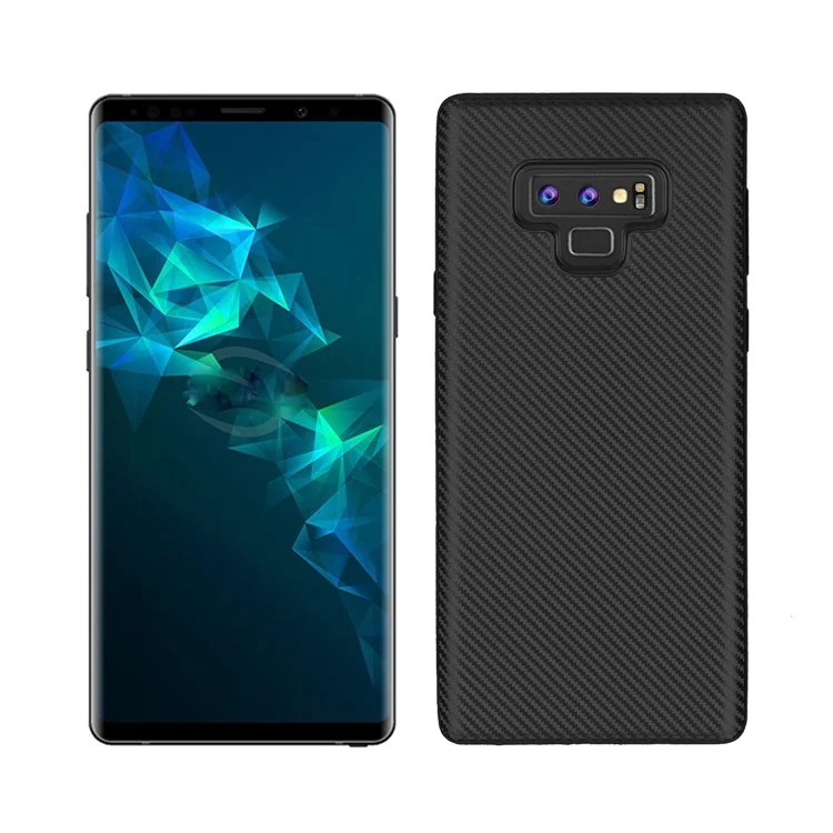 Carbon Fiber Texture Soft TPU Back Phone Case for Samsung Galaxy Note 9 - Black