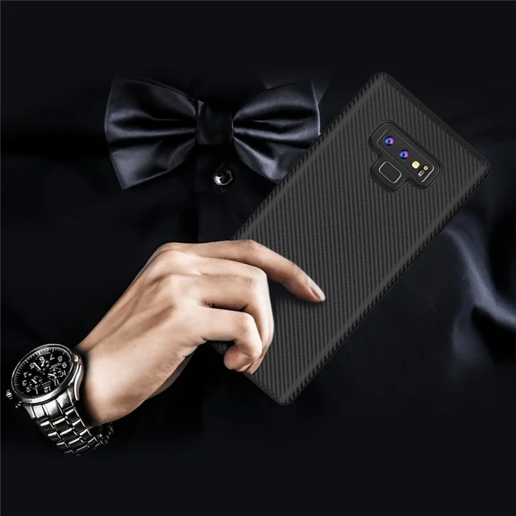Carbon Fiber Texture Soft TPU Back Phone Case for Samsung Galaxy Note 9 - Black