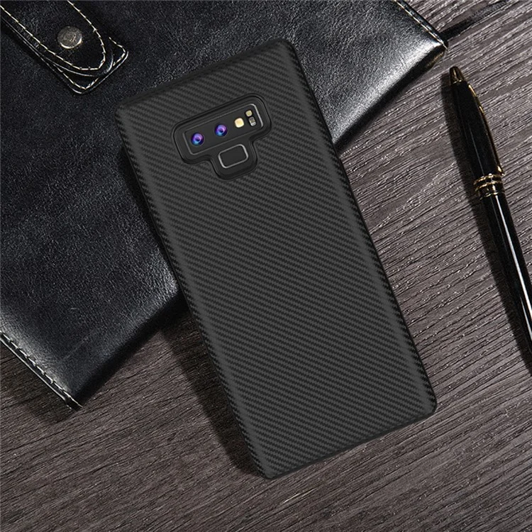 Carbon Fiber Texture Soft TPU Back Phone Case for Samsung Galaxy Note 9 - Black