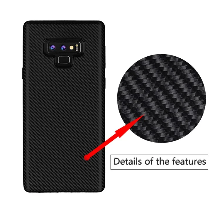 Carbon Fiber Texture Soft TPU Back Phone Case for Samsung Galaxy Note 9 - Black