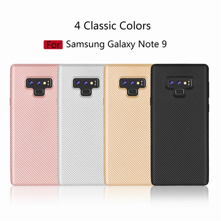 Carbon Fiber Texture Soft TPU Back Phone Case for Samsung Galaxy Note 9 - Black