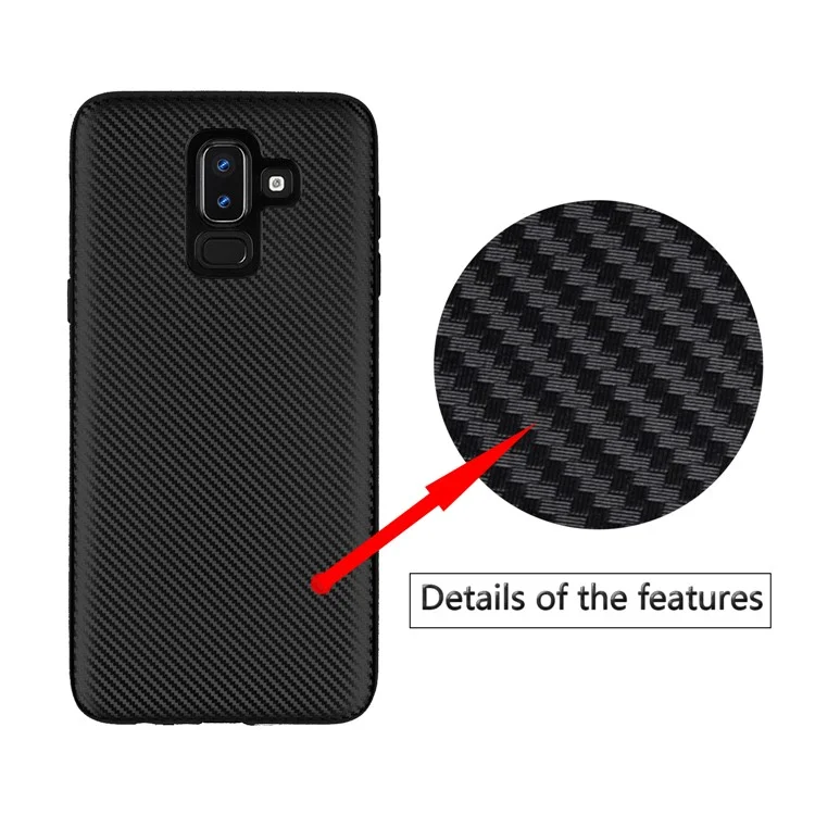 Carbon Fiber Texture Soft TPU Back Phone Case for Samsung Galaxy J8 (2018) - Black