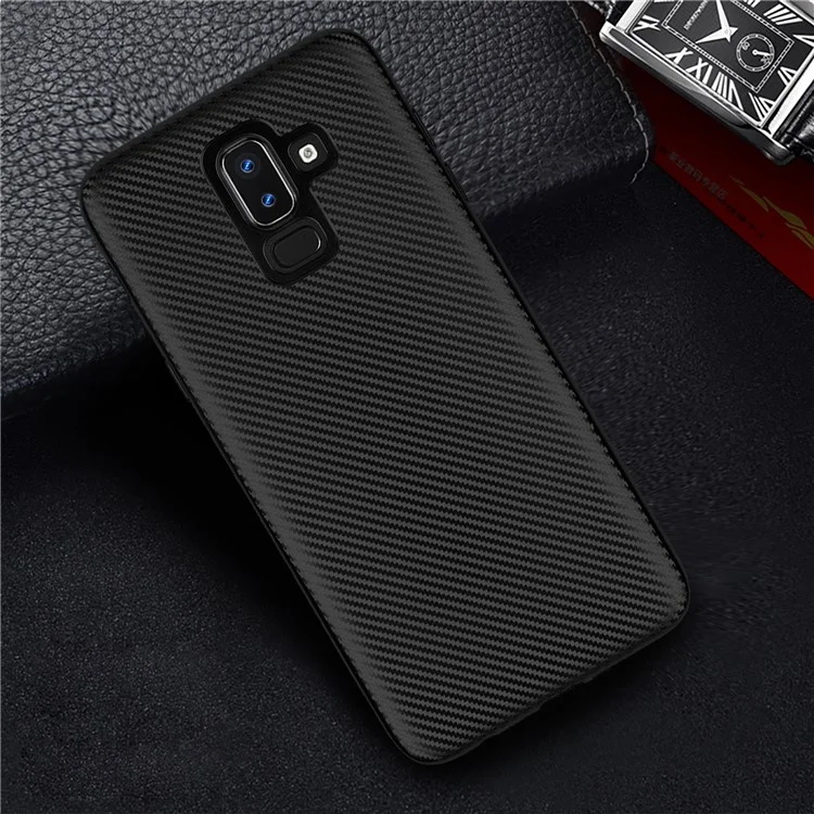 Carbon Fiber Texture Soft TPU Back Phone Case for Samsung Galaxy J8 (2018) - Black