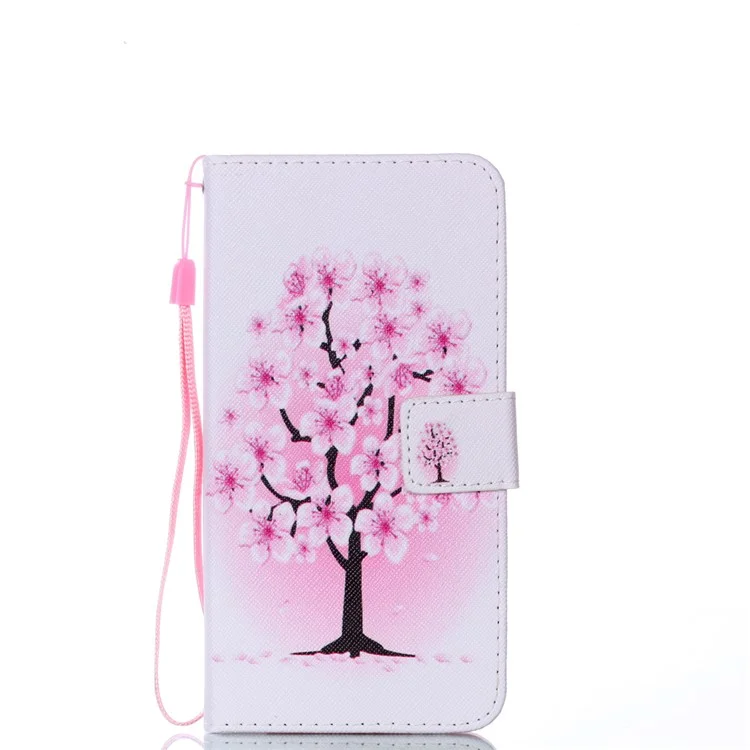 Pattern Printing Leather Wallet Stand Case for Samsung Galaxy J4 (2018) - Plum Blossom