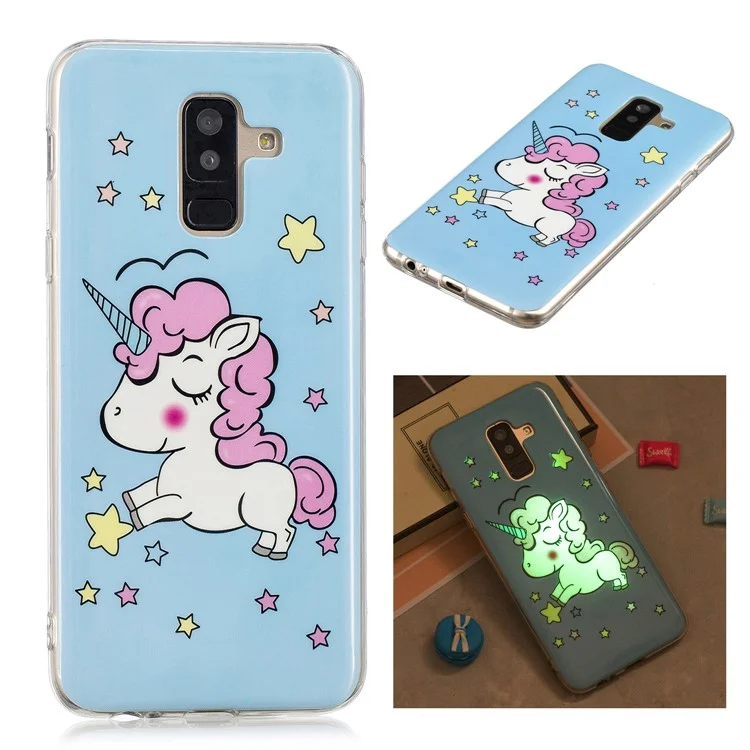 Luminous IMD Patterned Soft TPU Cover for Samsung Galaxy A6+ (2018) / A9 Star Lite - Shy Unicorn