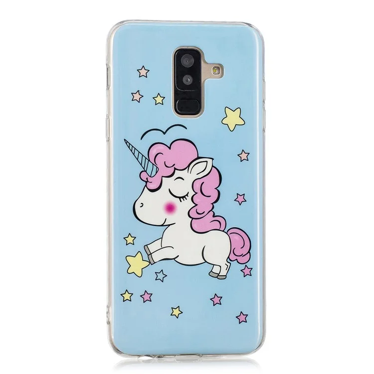 Luminous IMD Patterned Soft TPU Cover for Samsung Galaxy A6+ (2018) / A9 Star Lite - Shy Unicorn