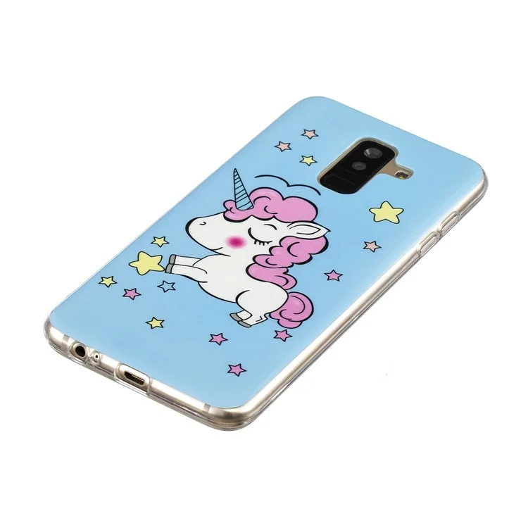 Luminous IMD Patterned Soft TPU Cover for Samsung Galaxy A6+ (2018) / A9 Star Lite - Shy Unicorn