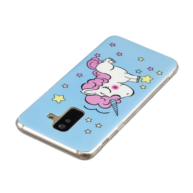 Luminous IMD Patterned Soft TPU Cover for Samsung Galaxy A6+ (2018) / A9 Star Lite - Shy Unicorn