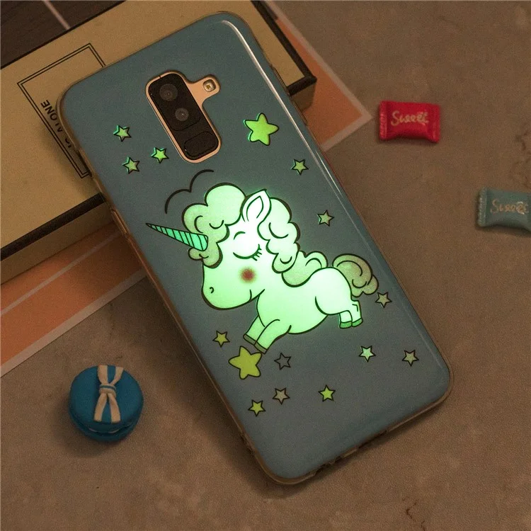 Luminous IMD Patterned Soft TPU Cover for Samsung Galaxy A6+ (2018) / A9 Star Lite - Shy Unicorn