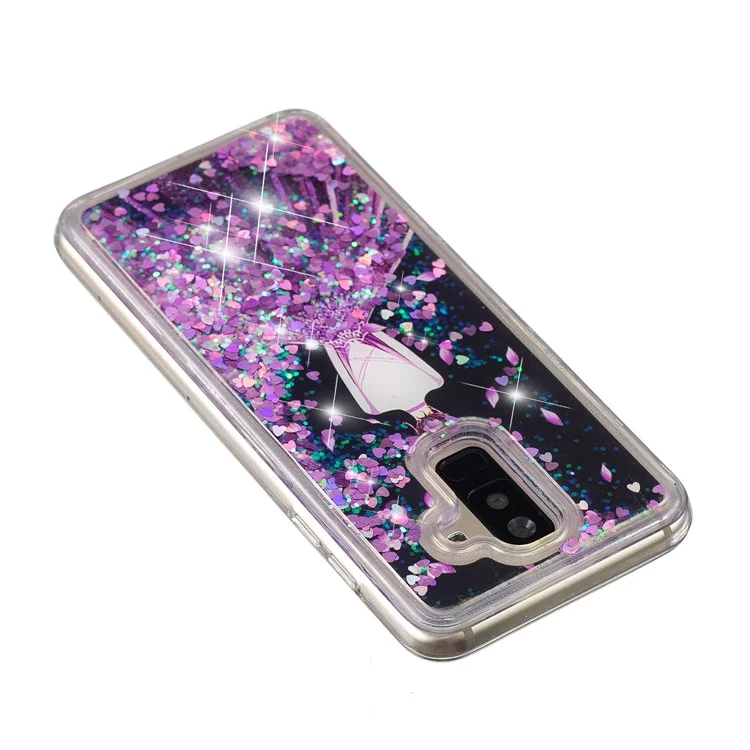 Dynamic Glitter Powder Heart Shaped Sequins TPU Case for Samsung Galaxy A6+ (2018) / A9 Star Lite - Beauty Pattern