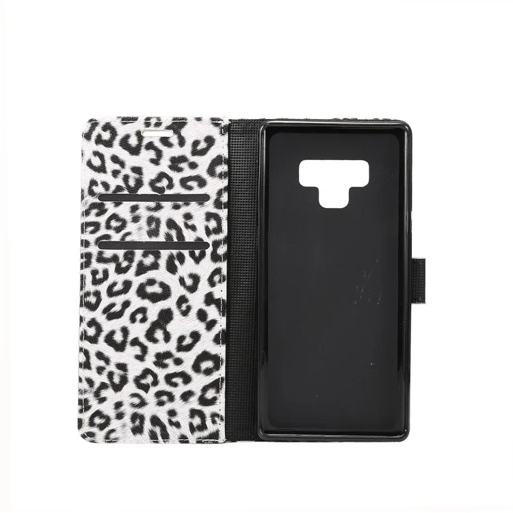 Leopard Pattern Wallet Stand Leather Phone Cover for Samsung Galaxy Note 9 - White