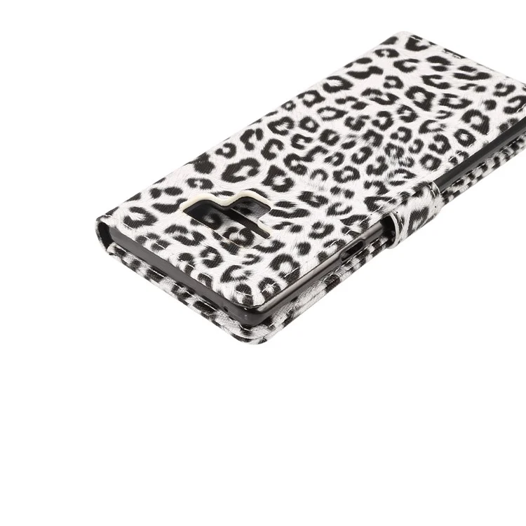 Leopard Pattern Wallet Stand Leather Phone Cover for Samsung Galaxy Note 9 - White