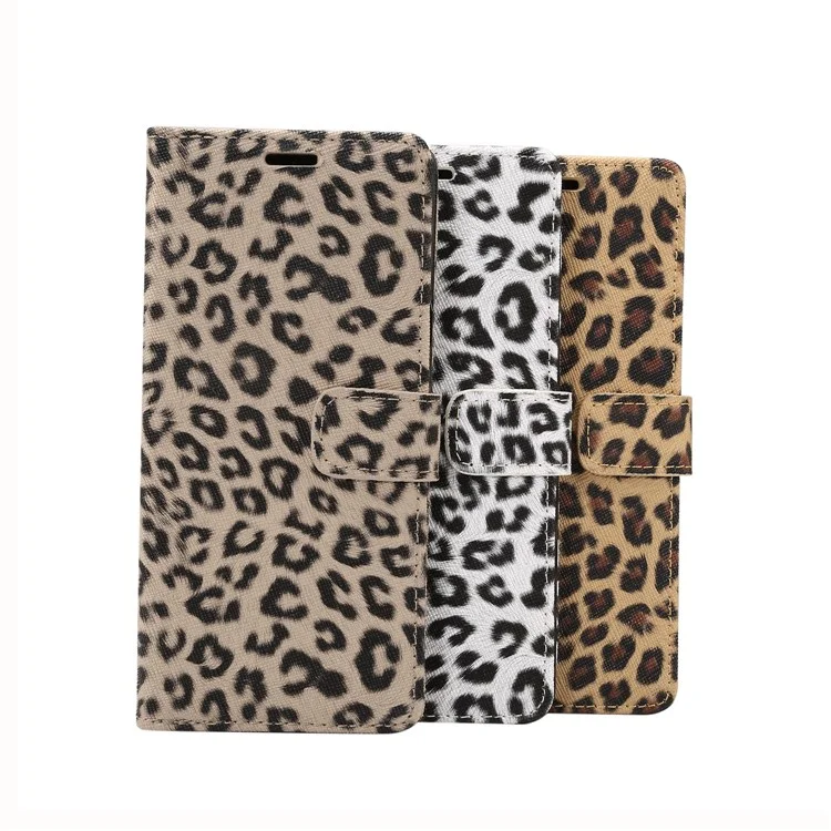 Leopard Pattern Wallet Stand Leather Phone Cover for Samsung Galaxy Note 9 - White