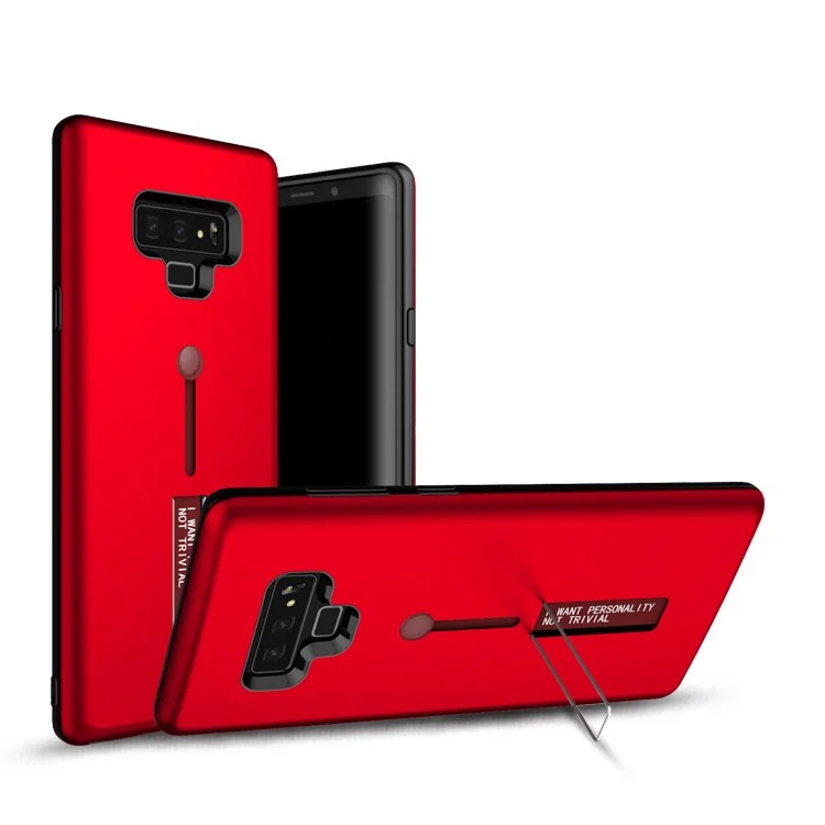 TPU + PC Hybrid Finger Grip Kickstand Case for Samsung galaxy Note 9 - Red