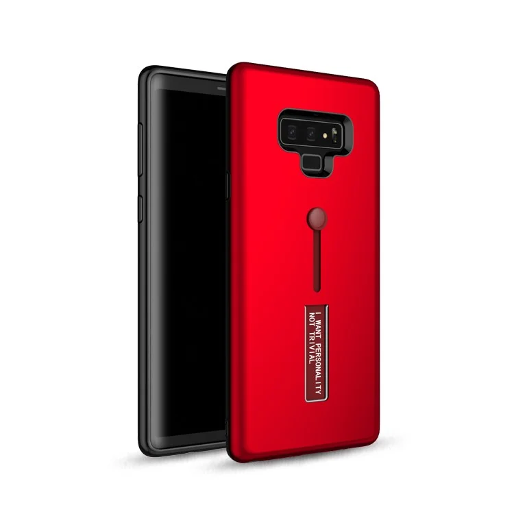 TPU + PC Hybrid Finger Grip Kickstand Case for Samsung galaxy Note 9 - Red