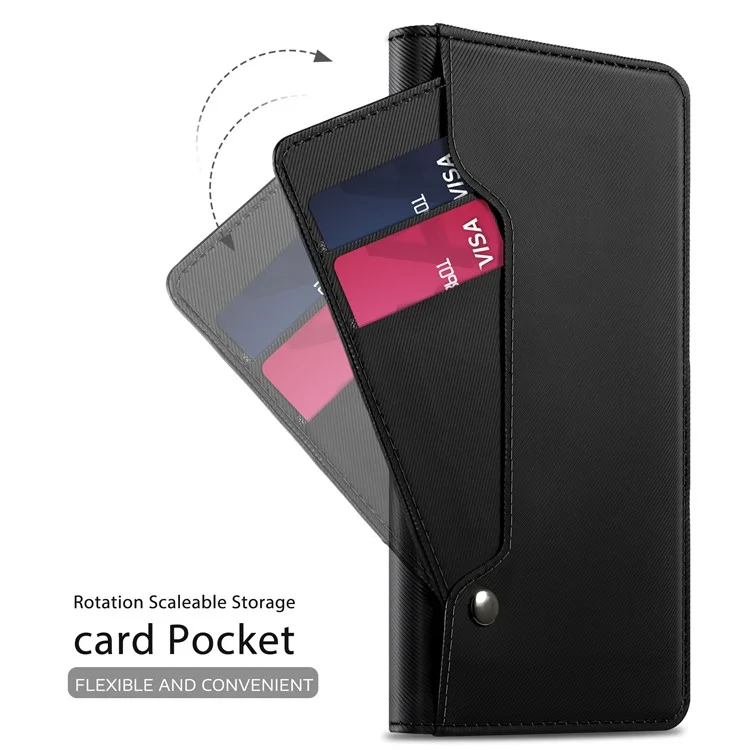 Leather Wallet Stand Case and Makeup Mirror for Samsung Galaxy Note 9 - Black
