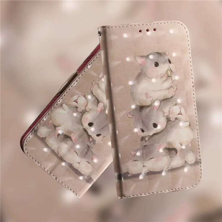 Pattern Printing Light Spot Decor Stand Leather Wallet Cover for Samsung Galaxy J6 (2018) - Hamsters