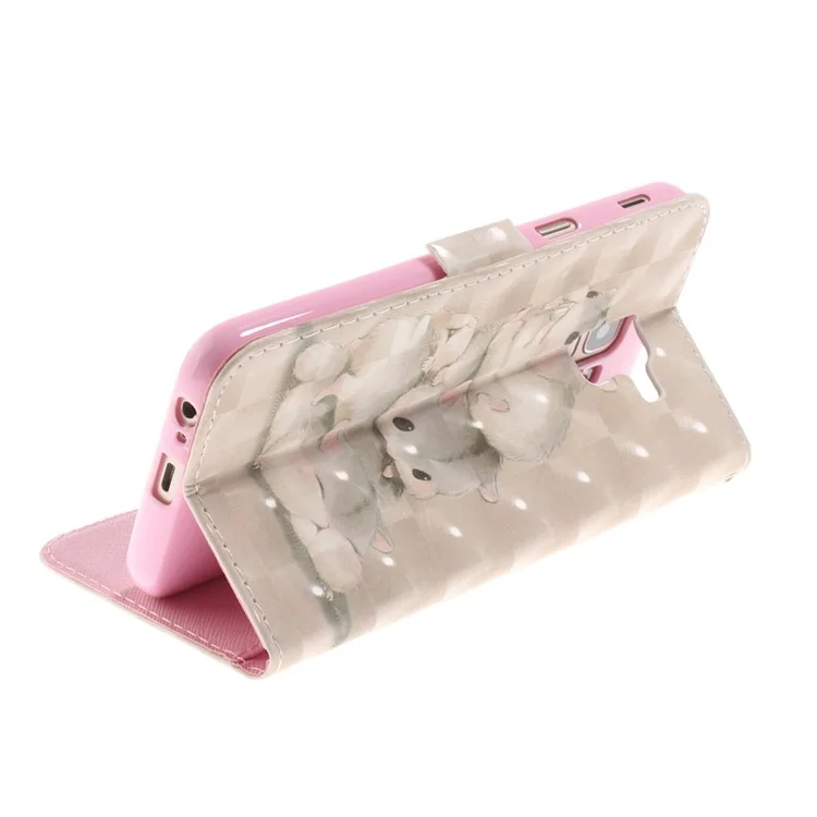 Pattern Printing Light Spot Decor Stand Leather Wallet Cover for Samsung Galaxy J6 (2018) - Hamsters