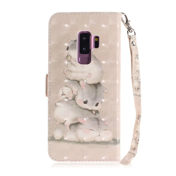 Pattern Printing Light Spot Decor Leather Wallet Case for Samsung Galaxy S9+ SM-G965 - Mouse Pattern