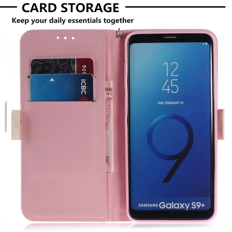 Pattern Printing Light Spot Decor Leather Wallet Case for Samsung Galaxy S9+ SM-G965 - Mouse Pattern