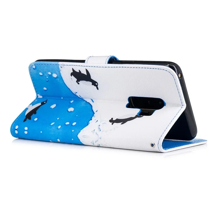 Pattern Printing Wallet Stand Leather Case for Samsung Galaxy S9+ G965 - Penguins