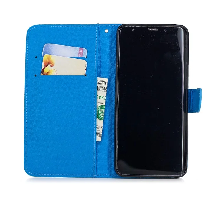 Pattern Printing Wallet Stand Leather Case for Samsung Galaxy S9+ G965 - Penguins