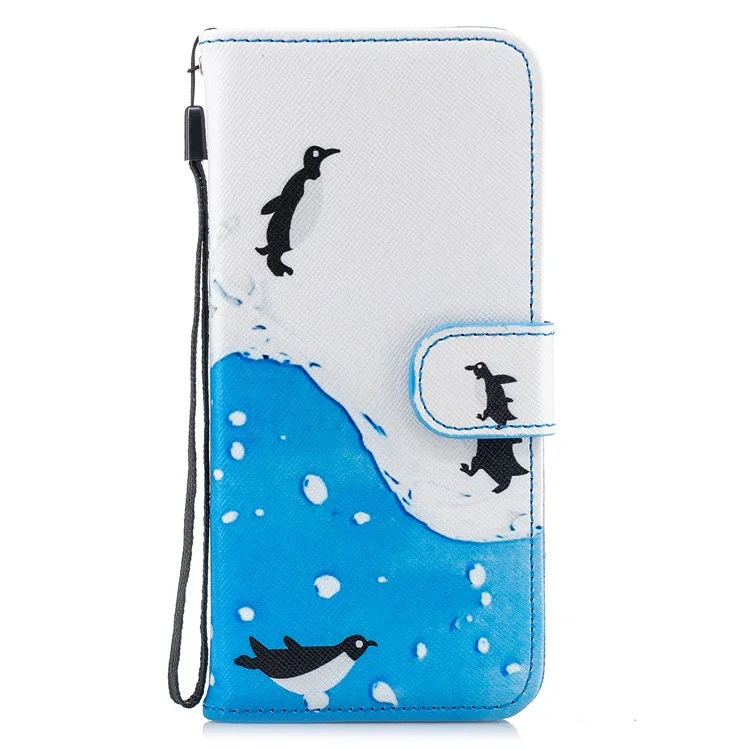 For Samsung Galaxy S9 G960 Pattern Printing Wallet Stand Leather Cover - Penguins