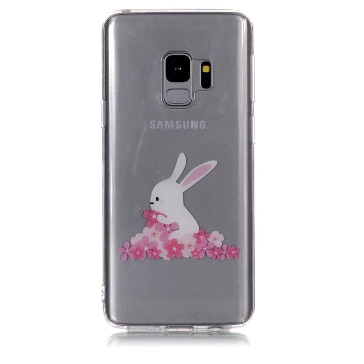 IMD Pattern Printing TPU Case for Samsung Galaxy S9 SM-G960 - Rabbit and Flowers
