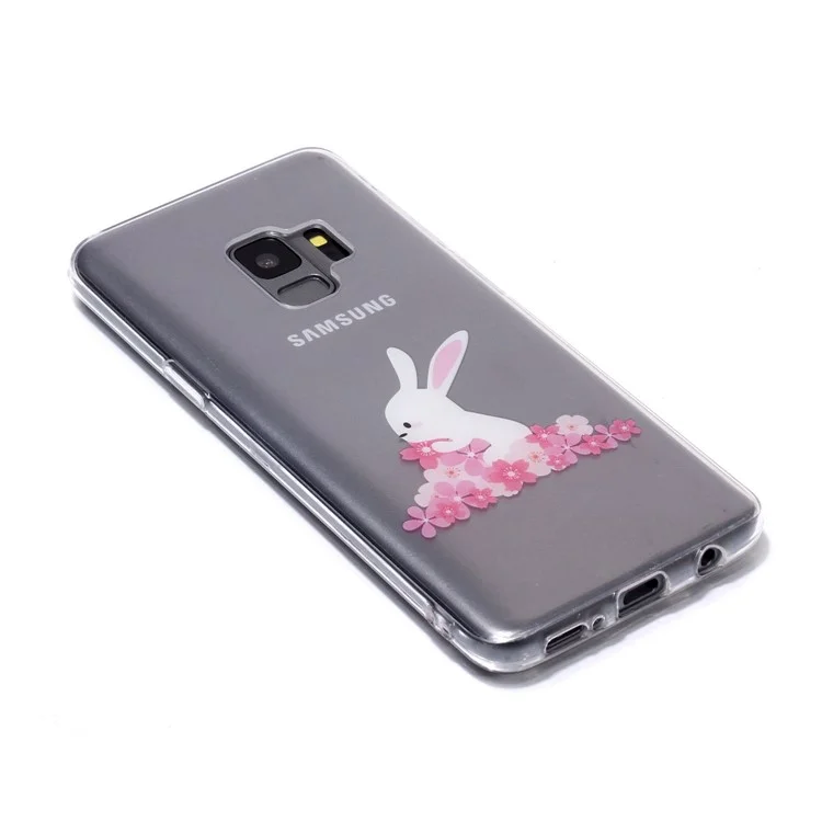 IMD Pattern Printing TPU Case for Samsung Galaxy S9 SM-G960 - Rabbit and Flowers