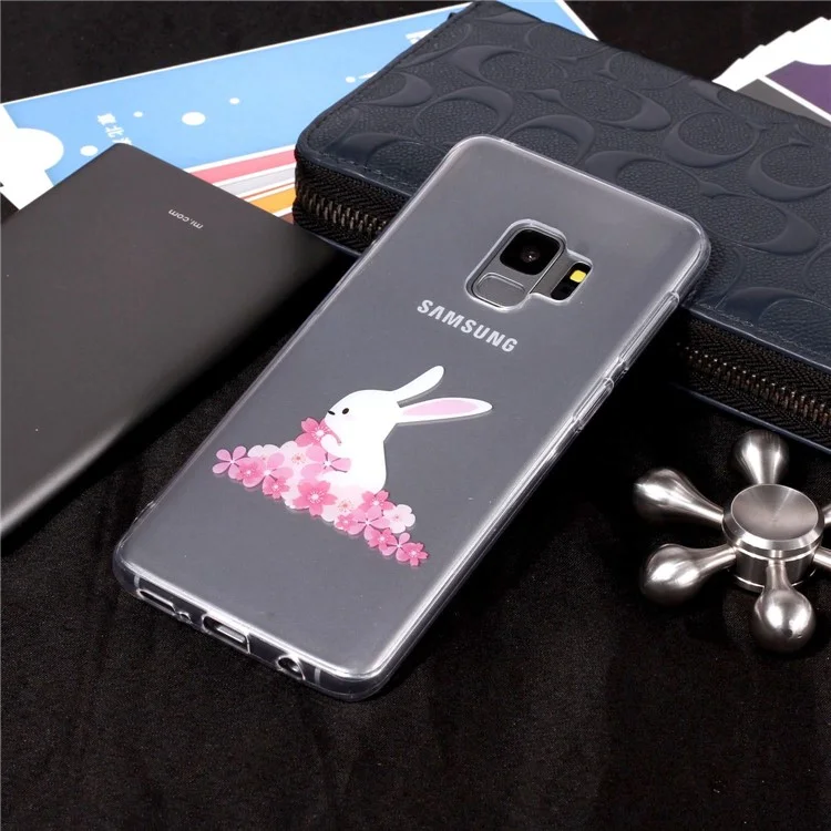 IMD Pattern Printing TPU Case for Samsung Galaxy S9 SM-G960 - Rabbit and Flowers