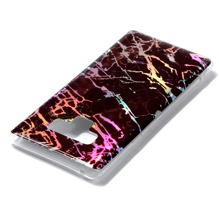 Marble Pattern Plated IMD TPU Mobile Case for Samsung Galaxy Note 9 - Black / Grey