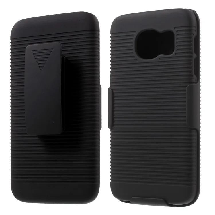 Horizontal Stripes Hard Case Stand Belt Clip Holster for Samsung Galaxy S7