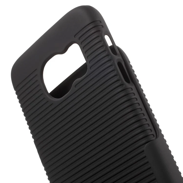 Horizontal Stripes Hard Case Stand Belt Clip Holster for Samsung Galaxy S7