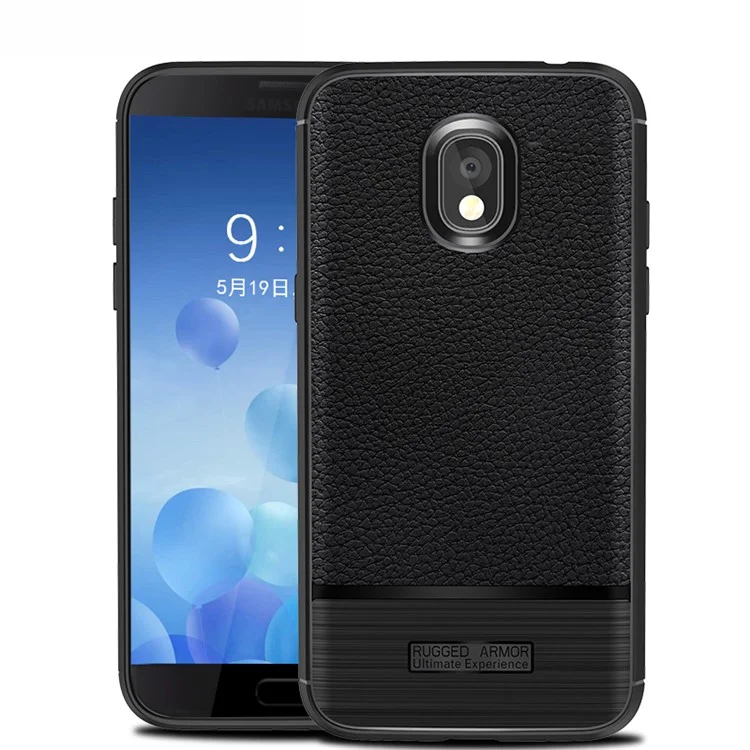 Litchi Texture Brushed TPU Back Casing for Samsung Galaxy J3 (2018) J337 / J3 Star - Black