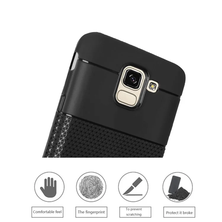 Ultra-thin Anti-slip 0.7mm Splicing Flexible TPU Back Casing for Samsung Galaxy J6 (2018) - Black