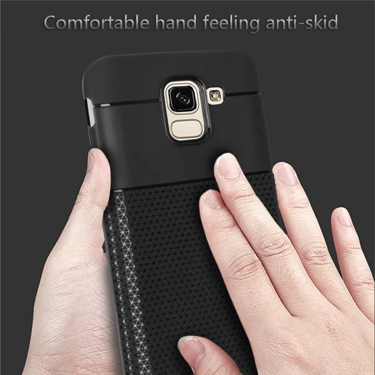 Ultra-thin Anti-slip 0.7mm Splicing Flexible TPU Back Casing for Samsung Galaxy J6 (2018) - Black